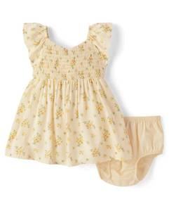 lot 14225 image: The Childrens Place Baby Girls Short Sleeve Dress Yellow Floral