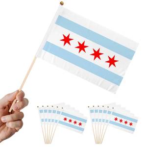 lot 14229 image: Chicago Flags on Stick 5x8 Inch 12-Pack