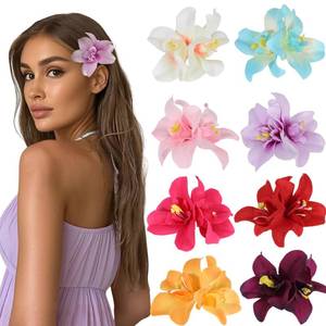lot 14242 image: VRbeatter Hawaiian Flower Hair Clips, 8-Piece Set