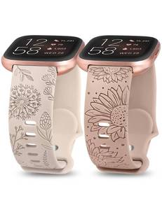 lot 14261 image: Minyee Floral Engraved Band for Fitbit Versa 2VersaLite