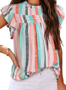 lot 14266 image: SHEWIN Womens Tank Top Crewneck Ruffle Sleeveless M