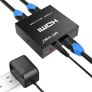 lot 14423 image: MT-VIKI HDMI Splitter 1 in 2 Out, 4K HDMI Splitter for Dual Displays, Powered HDMI Duplicator with Power Adapter, Supports 4K30Hz 1080P 3D for TV Monitor Projector ��Only Mirror Two Monitor��