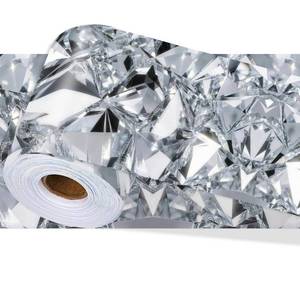 lot 14425 image: PRESSINART Diamond Wallpaper Border Peel and Stick 196.9 x 3.9 Inch Wall Border Trim Crystals PVC Decorative Molding Stickers Mirror Frame Trims for Bathroom Kitchen Backsplash Hotel Home Decorations
