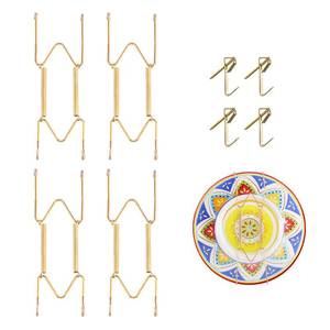 lot 14430 image: 4 Pieces Plate Hangers for Wall 6-8 Inch, Gold Invisible Plate Wall Hangers