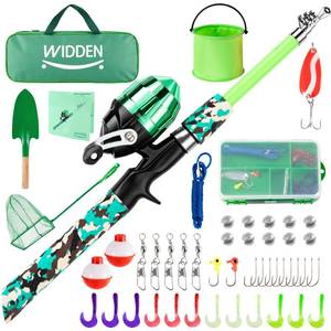 lot 14440 image: WIDDEN Kids Fishing Pole with Reel Beginner Kit for Boys Girls Ages 3-12