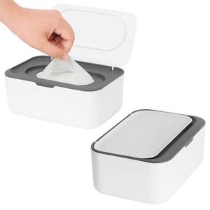 lot 14449 image: 2 Pack Wipes Dispenser, Wipe Holder for Baby & Adult, Seposeve Refillable Wipe Container, Keeps Wipes Fresh, One-Handed Operation. Non-Slip, Easy OpenClose Wipes Pouch Case(2 Grey)