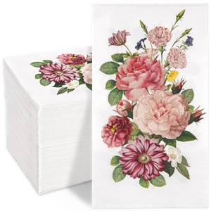 lot 14460 image: Homlouue 100PCS Vintage Pink Flower Napkins, 3 Ply Disposable Hand Towels for Bathroom, Floral Paper Napkins Disposable Dinner Napkins for Spring Wedding Baby Shower Bridal Shower Birthday Tea Party