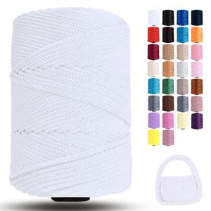 lot 14461 image: Polyester Macrame Cord 3mm x 251 Yards, Braided Crochet Yarn, Polypropylene Rope Crochet Bag Cord for Wall Hangings, Bag, Plant Hangers, Hats, Underplate, DIY Crafts, Gift for Knitter