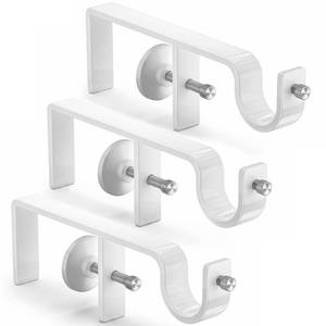 lot 14468 image: Over-Blinds Curtain Rod Brackets for Outside-Mounted Blinds, No Drill, Adjustable Fit, Set of 3, White
