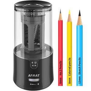 lot 14478 image: AFMAT Electric Pencil Sharpener - Auto Stop, Super Sharp & Fast, Plug in Pencil Sharpener for 6-12mm No.2Colored Pencils - ClassroomOfficeHome PS92