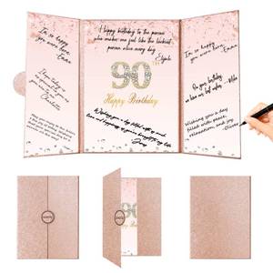 lot 14484 image: Crenics Rose Gold 90th Birthday Decorations, 90th Birthday Signature Book