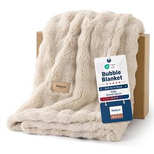 Bedsure Cloud Bubble Blanket, Soft Cozy Throw, Beige, 50"Ã60"