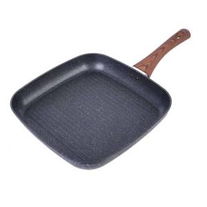 lot 19127 image: Davnjcka Nonstick 11 Square Grill Pan for Steak, Granite Coating for Gas Induction All Stovetops Compatible (11 X 11 X 1.7 inch)