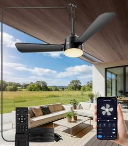 lot 19143 image: aetherlume 36 inch Plug-in Ceiling Fan Light with Remote Control,gazebo fan light,3 Blade, Dimmable 3CCT LED, Reversible,Portable Hook Design with16ft Cable for Bedroom Garage Tent Porch Kitchen