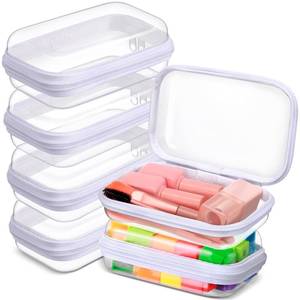 lot 19152 image: Sanwuta 6 Clear Hard Zipper Case, White, 5 x 3 x 2 Inch