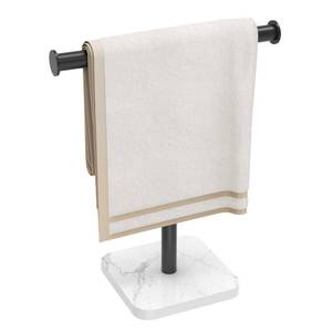 lot 19153 image: RUACQ T-Shape Hand Towel Holder Stand, 12inch, Marble Base, Matte Black