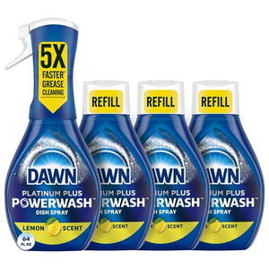 lot 19158 image: Dawn Powerwash Spray  Dish Soap  Dishwashing Liquid  Cleaning Supplies  Lemon  1 Starter Kit  3 Refills  64 Fl Oz