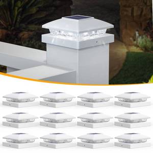 lot 19160 image: APONUO Solar Post Cap Lights for 4x4 5x5 Posts - IP64 Waterproof, 6500K LED, No-Wire Fence Lights & Deck Lights for Patio Garden Yard Patio, White-Cool White, 12 Pack