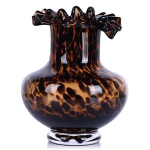 lot 19171 image: Amber Glass Vase �� Tortoise Shell Design, Elegant Home D�cor, Unique Centerpiece for Living Room, Office, Wedding Gifts, Art Glass Vase, Round Decorative Vase, Tortoise Shell Home D�cor (S)