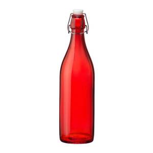 lot 20102 image: Bormioli Rocco Giara Beverage Bottle with Clamp Lid, 33.75 oz - Leakproof Glass Container for Homemade Juices & Dressings - Stylish Drinkware Storage for KitchenRestaurant - Made in Italy (Red)