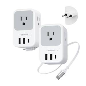 lot 20110 image: TESSAN European Travel Plug Adapter, 2 Pack