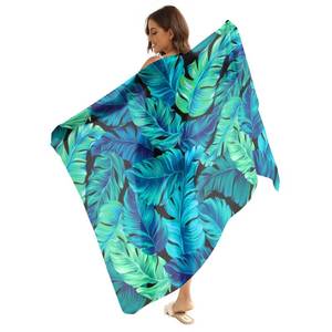 lot 20128 image: Guhothli Summer Chiffon Sarong for Women Sheer Swimsuit Cover Ups Chiffon Wrap Skirt Bathing Beach Bikini Cover-Up Palm Leaf Sarong Swimwear One Size