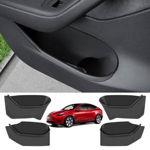 lot 20129 image: KUNIST 4PCS Door Side Storage Box for Tesla Model Y 2021-2024 (Only Fit Suede Surface Door Side) Upgraded Silicone Organizer Front and Rear Slot Pockets Protector (Not Fit 2025 Model Y Juniper)