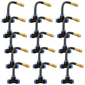 lot 20144 image: Zonon 15 Pcs Brass Misting Nozzles Tee with 4 Built in Hose for 0.328 mm Tubing 360 Degree Rotation Adjustable Water Mister Nozzle Thread Sprayer Misting Part Accessories for Patio Outdoor Cooling