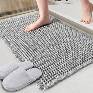 lot 20149 image: ZALL Grey Waffle Bath Mat,Super Absorbent Non Slip Bathroom Rug,Gray 17x24 inch,Machine Washable Ultra Soft Floor Mats