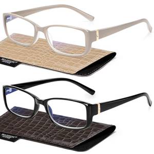 lot 20159 image: Madison Avenue 2 Pack Blue Light Reading Glasses Women BlackBrown 1.25x