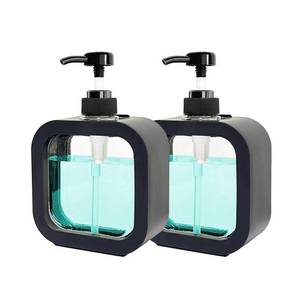 lot 20166 image: Hand Soap Dispenser for Bathroom, Modern Dish Soap Dispenser for Kitchen Sink, Liquid Soap Container with Pump, Clear Plastic Soap Pump Bottles (2 Packs,10oz, Black)