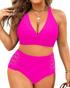 lot 20199 image: Women Plus Size 2 Piece High Waisted Bikini Tummy Control Swimsuit Size 18 W