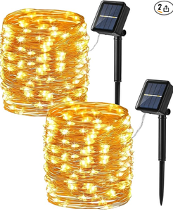 lot 2199 image: Solar Fairy String Lights 120 LED Each- 2 Pack