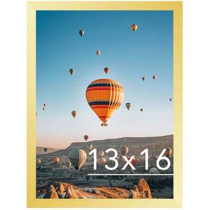 lot 7208 image: JCJMY 13x16 Picture Frame Gold for Wall Hanging, Wall Mounting Horizontally or Vertically, 13 x 16 Wall Gallery Poster Photo Frame with Shatter Resistant Plexiglass, Gold