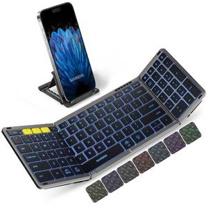 lot 8000 image: Samsers Full-Size Backlit Foldable Bluetooth Keyboard with Numeric pad-Gray