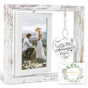 lot 8009 image: PIKPEOD Engagement Gifts for Couples Newly Engaged, Let the Adventure Begin Rotating Floating Picture Frame 4x6, Wedding Bridal Showers Gifts for Newlyweds Women Her Him Best Friends Unique 2025