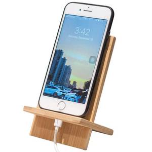 lot 8015 image: Collect Beauty Bamboo Phone Stand Holder Adjustable Folding Phone Stand with Chargeable Hole for Desk