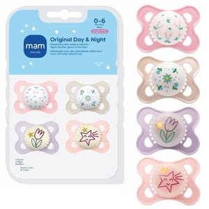 lot 8022 image: MAM Original Pacifiers 0-6m - Girl - 4pk BPA-Free, Silicone