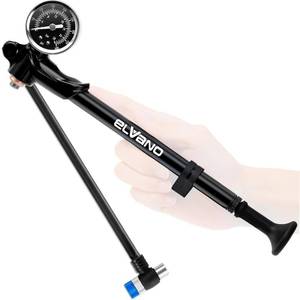 lot 8035 image: ELVANO High Pressure Shock Pump 400 PSI MTB Bike Pump for Fork & Rear Suspension with Alloy Gauge & Air Bleed - Air Pump for Mountain Gravel Bikes Fits Schrader Valve - Black