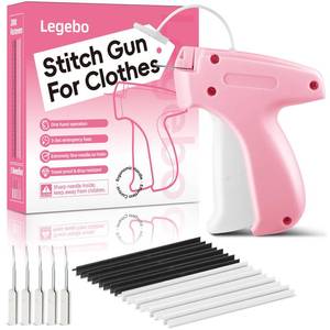 lot 8049 image: Legebo Upgraded Stitch Gun for Clothes, Handheld Quick Clothing Fixer, Clothing Tagging Gun for Home & Retail Use, Includes 6 Needles, 1000 Black & 1000 White Fasteners (Pink,2 Pack6000 Fasteners)