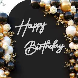lot 8054 image: CANREVEL Happy Birthday Sign for Backdrop, Birthday Banner Glitter Silver