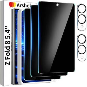 lot 8384 image: Arshek 3 Pack Privacy Screen Protector for Samsung Galaxy Z Fold 8 Tempered Glass  2 Pack Camera Lens Protector, True 25°Anti Spy, 9H Hardness, Fingerprint Unlock, Case Friendly Bubble-Free