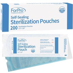 lot 8388 image: ForPro Professional Collection Self-Sealing Sterilization Pouches, Latex-Free, Color Changing Indicator, 3.5 W x 10 L, 200-Count