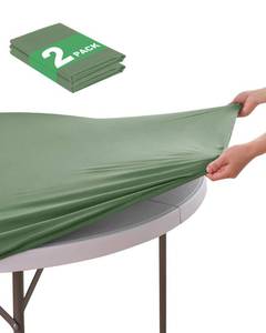 lot 8400 image: Table Covers for Round Table Fitted Tablecloths, 48-52 Inch, Sage, 2 Pack