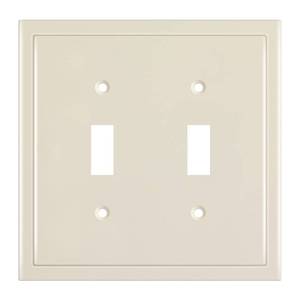 lot 8410 image: Henne Bery Modern Edge Decorative Wall Plate Switch Plate Outlet Cover, Durable Solid Zinc Alloy (Double Toggle, Light Almond)