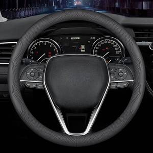 lot 8423 image: LKWLIKEI Nappa Premium Leather car Steering Wheel Cover, Non-Slip, Breathable, Universal 15 inches