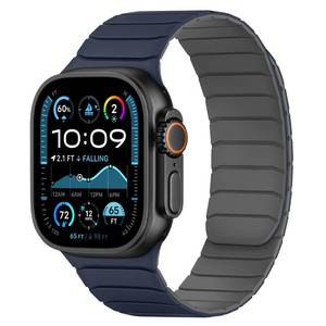 lot 8431 image: (not like picture)Tasikar Magnetic Bands Compatible with Apple Watch 49mm 46mm 45mm 44mm 42mm Soft Silicone Replacement Loop Wristband for iWatch Ultra 3 2 1 SE Series 11 10 9 8 7 6 5 4 3, Dark Blue-Grey