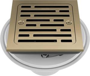 lot 8437 image: 4-Inch Square Tile-in Champagne Bronze Shower Drain for 2-Inch Nominal PVC