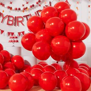 lot 8451 image: AULE 50Pcs Latex 12 Inch Red Balloons Helium Shiny Thicken Balloon