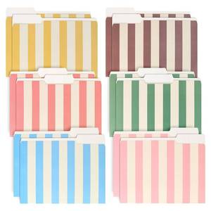 lot 8459 image: Whaline 24 Pack Striped File Folders Letter Size File Pockets, Colorful